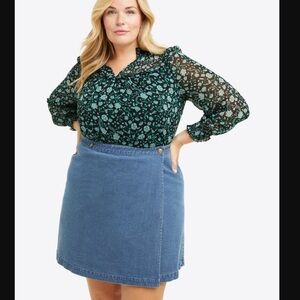 NWT Draper James Denim Wrap Skirt Size 34 (Women’s 20)